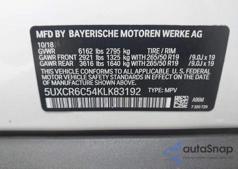 2019 BMW X5 xDrive40I from USA, damaged, VIN 5UXCR6C54KLK83192